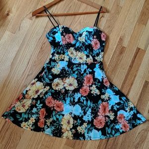 Noble U floral sweetheart fit & flare dress